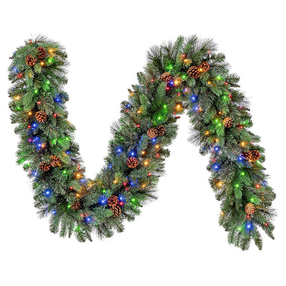 9 Foot Greenery Garland With Pre-Lit Micro LED Dual Color Lights