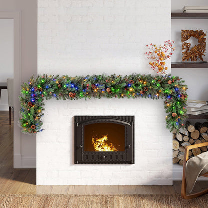 9 Foot Greenery Garland With Pre-Lit Micro LED Dual Color Lights