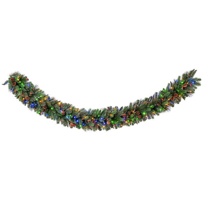 9 Foot Greenery Garland With Pre-Lit Micro LED Dual Color Lights
