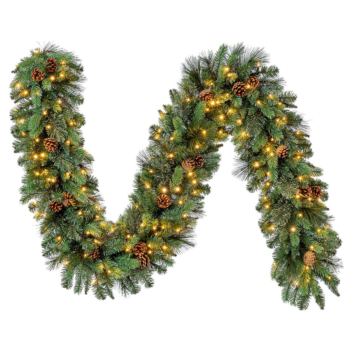 9 Foot Greenery Garland With Pre-Lit Micro LED Dual Color Lights