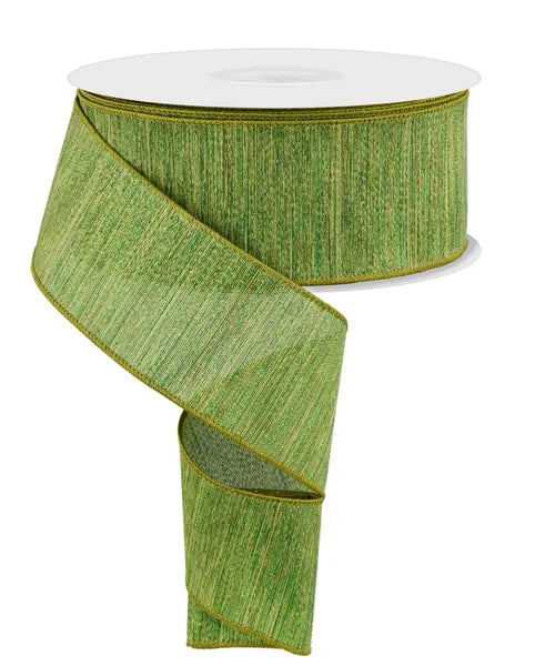 2.5 Inch By 50 Yard Moss And Emerald Green Woven Metallic Lines Ribbon
