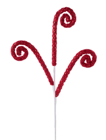 28 Inch Red Sequin Tinsel Curly Spray