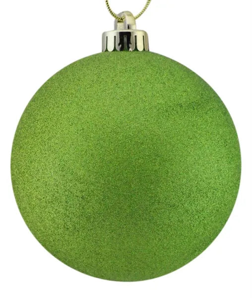 4.75 Inch Laser Lime Glittered Ball Ornament