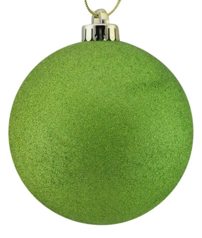 4.75 Inch Laser Lime Glittered Ball Ornament