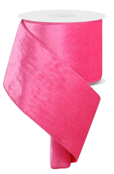 4 Inch By 10 Yard Hot Pink Deluxe Velvet With Satin Backing Ribbon