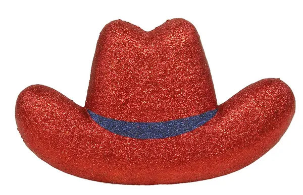 11.75 Inch Red And Navy Blue Glittered Cowboy Hat