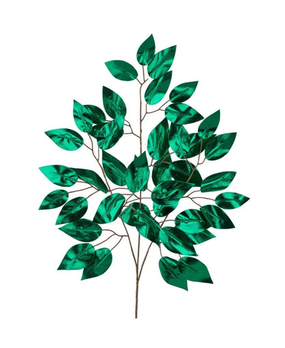 23 Inch Emerald Green Metallic Ficus Spray