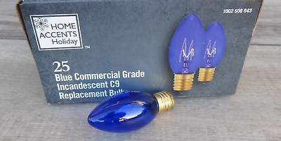 Home Accents 25 Blue Commercial Grade Incandescent C9 Replacement Bulbs