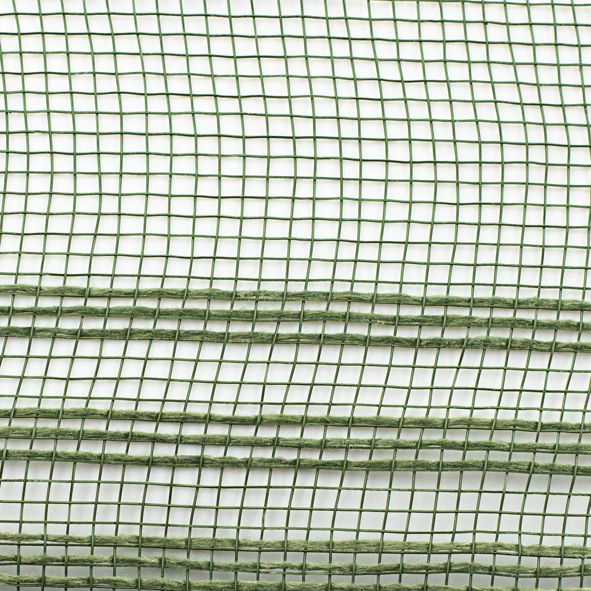 10.25 Inch By 10 Yard Moss Green Faux Jute Border Stripe Mesh
