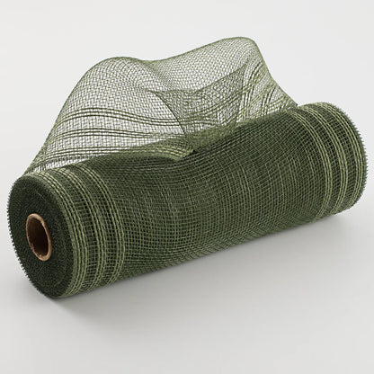 10.25 Inch By 10 Yard Moss Green Faux Jute Border Stripe Mesh