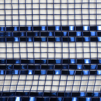 10 Inch By 10 Yard Navy With Royal Blue Border Stripe Metallic Mesh