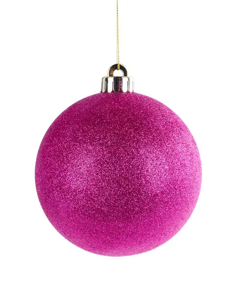 5 Inch Hot Pink Glittered Ball Ornament