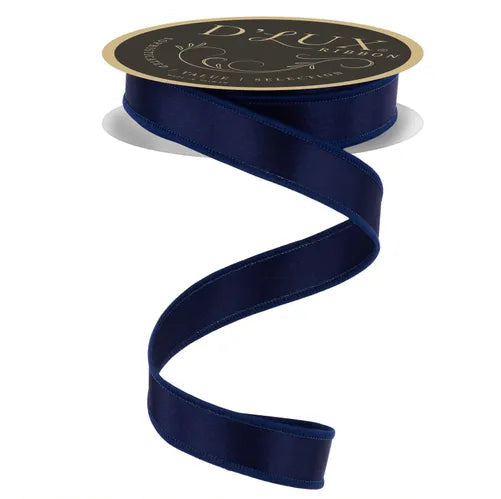 7/8 Inch By 10 Yard Navy Blue Satin Fused Ribbon