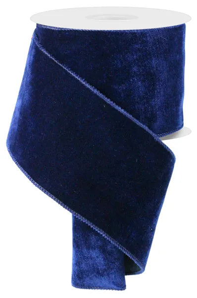 4 Inch By 10 Yard Navy Blue Deluxe Velvet With Satin Backing Ribbon