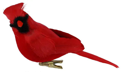 7 Inch Red Feather Cardinal With Clip