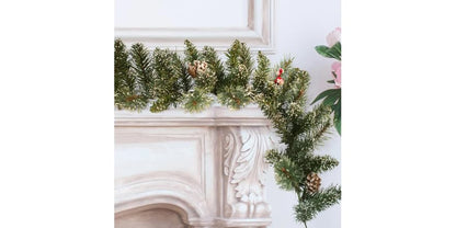 6 ft. Snow Cashmere Mix Pine Garland 106-Tips and Pinecones and Berry Open Box