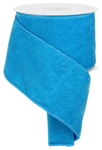 4 Inch By 10 Yard Turquoise Deluxe Velvet With Satin Backing Ribbon