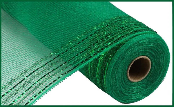10.25 Inch By 10 Yard Emerald Green Tinsel And Foil Wide Border Mesh