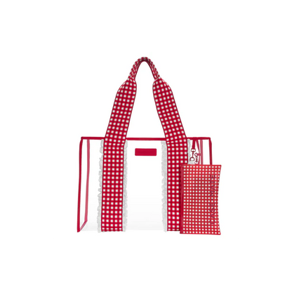 Case Mate Jelly Tote With Phone Pouch Clear Cherry Gingham Eyelet Ruffle