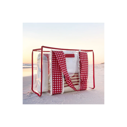 Case Mate Jelly Tote With Phone Pouch Clear Cherry Gingham Eyelet Ruffle