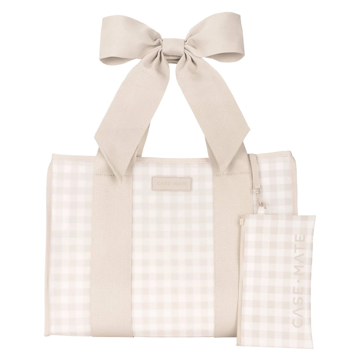 Case Mate Jelly Tote With Phone Pouch Latte Gingham With Bow