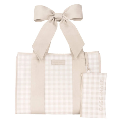 Case Mate Jelly Tote With Phone Pouch Latte Gingham With Bow