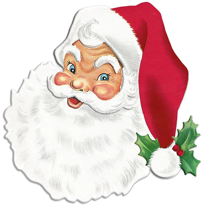12 Inch Joyful Santa Face Metal Sign