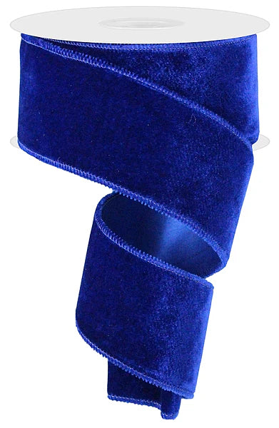 2.5 Inch By 10 Yard Royal Blue Deluxe Velvet With Satin Backing Ribbon