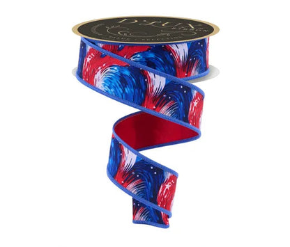 1.5 Inch By 10 Yard Patriotic Cosmic Stars Fused Ribbon
