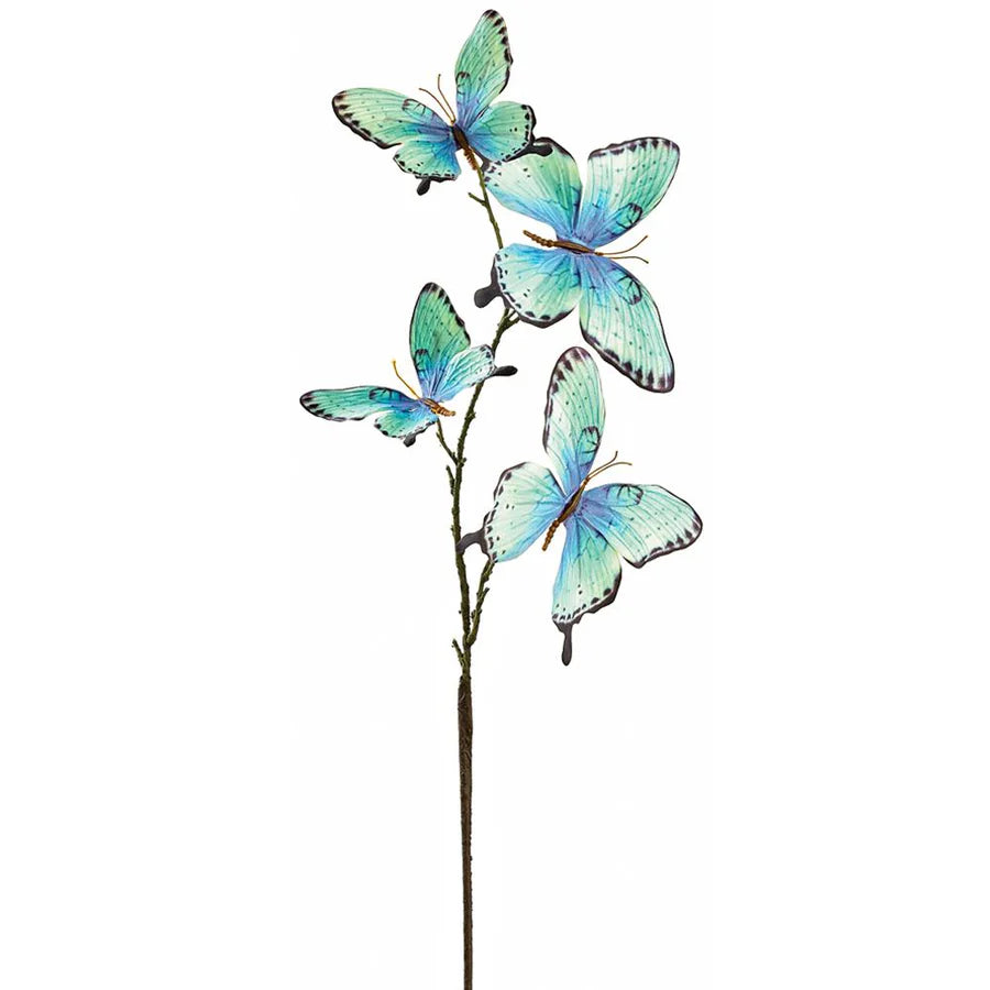 32 Inch Blue And Black Butterfly Spray