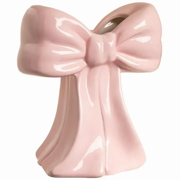 7 Inch Pink Ceramic Bow Vase