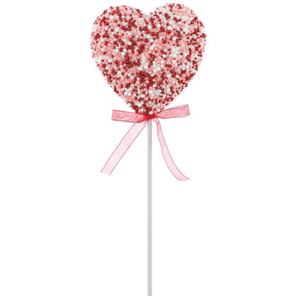 20 Inch White Red And Pink Glitter Heart Pick