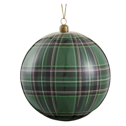 6 Inch Green Plaid Ball Ornament