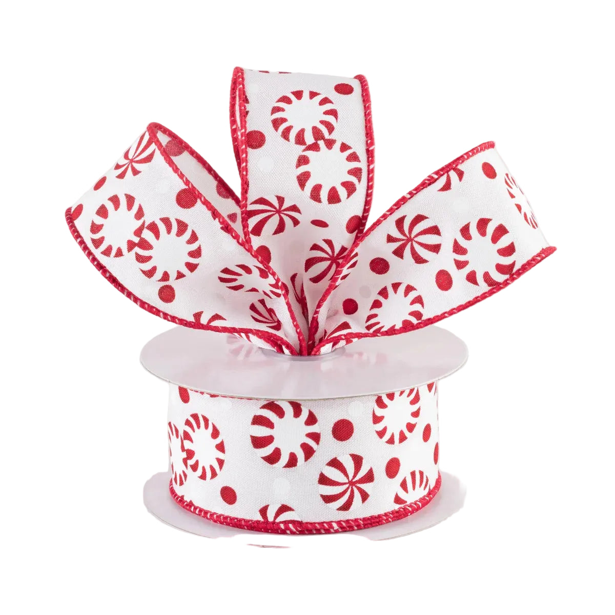 1.5 Inch By 10 Yard Peppermint Christmas Candy Ribbon