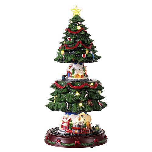17.91 Inch Musical Village Christmas Tree Light With Moving Scene