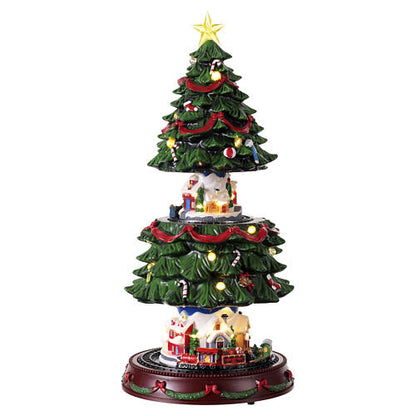 17.91 Inch Musical Village Christmas Tree Light With Moving Scene