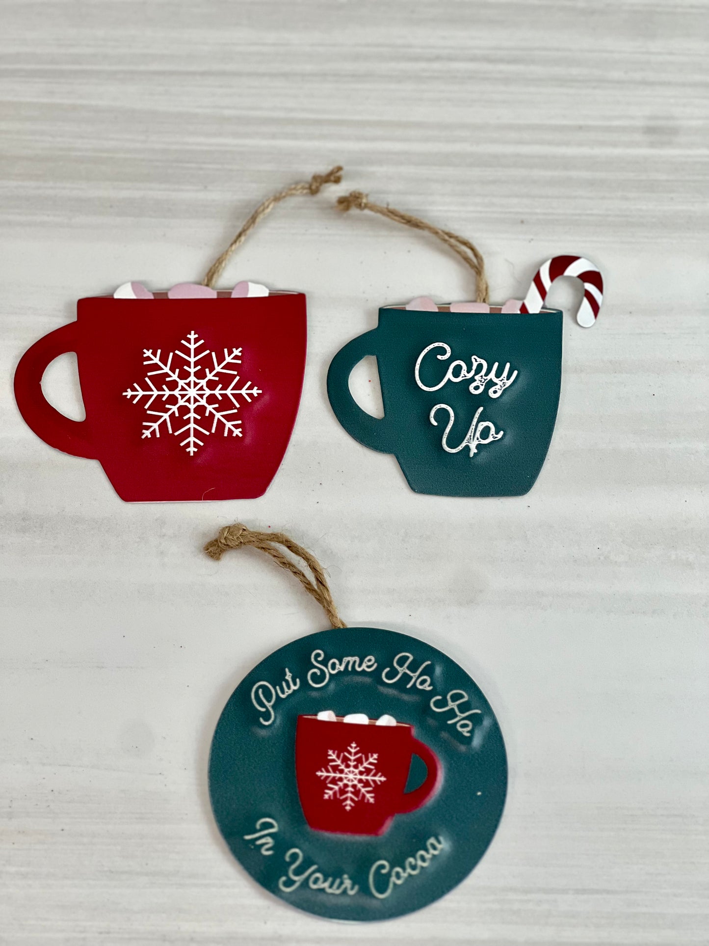 Metal Christmas Cocoa Ornaments 6 Styles