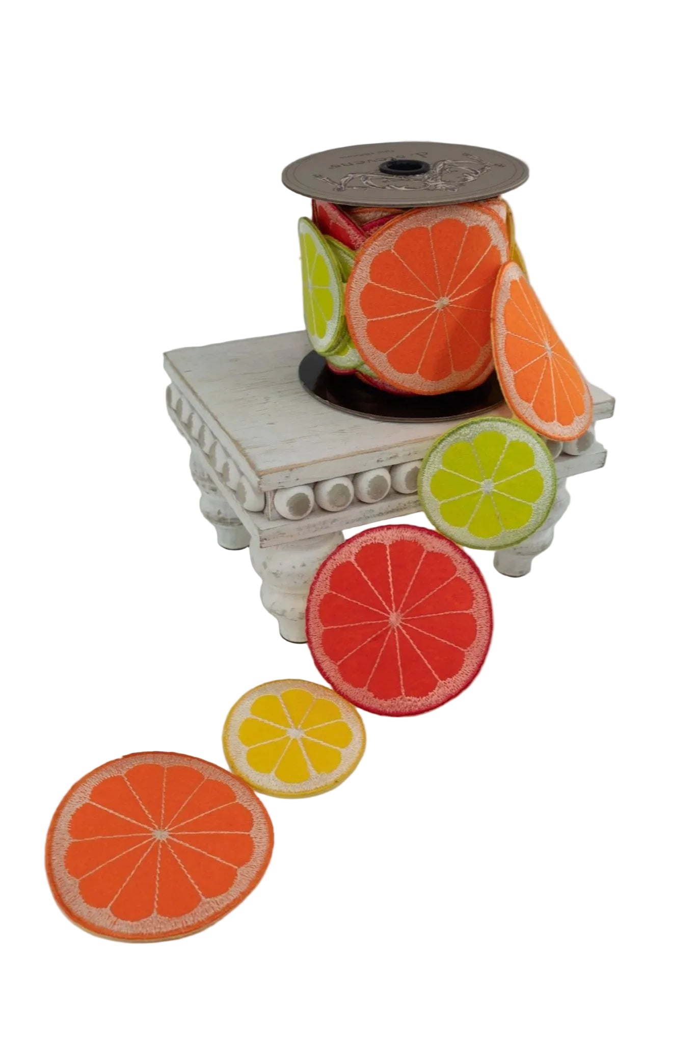 3.5 Inch By 5 Yard Lemon Lime And Orange Felt Embroidered Fruit Garland