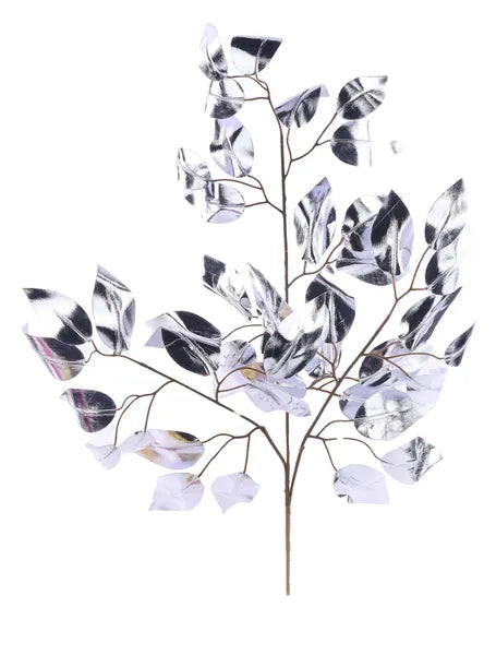 23 Inch Silver Metallic Ficus Spray