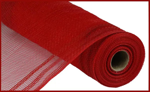 10.5 Inch By 10 Yard Red Faux Jute Border Stripe Mesh