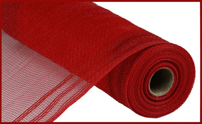 10.5 Inch By 10 Yard Red Faux Jute Border Stripe Mesh