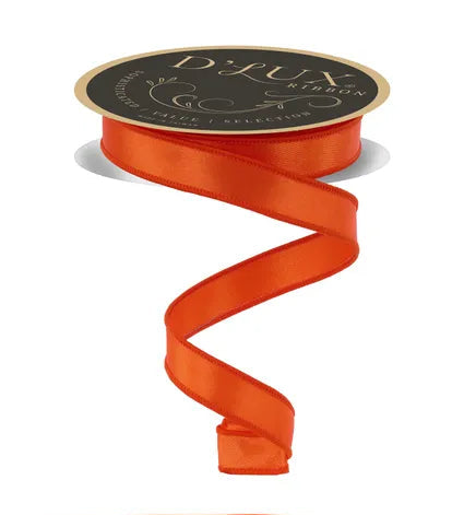 7/8 Inch By 10 Yard Orange Satin Fused Ribbon