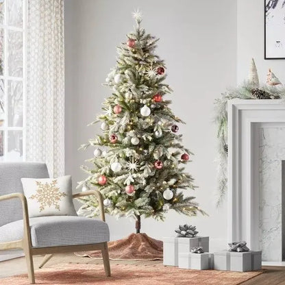 Wondershop 6.5 Foot Balsam Fir Flocked Glitter LED Pre-Lit Tree Open Box