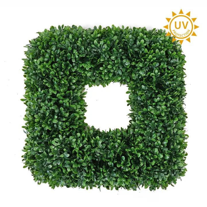 20 Inch Dark Green Boxwood Square Wreath