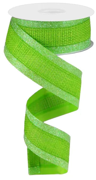 1.5 Inch By 10 Yard Green Iridescent Cross Royal Burlap Glitter Ribbon