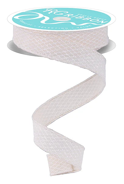 7/8 Inch By 10 Yard Cream And White Mini Harlequin Ribbon