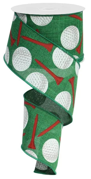 2.5 Inch By 10 Yard Emerald Golf Balls On Royal Ribbon