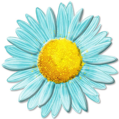 Turquoise Blue Metal Embossed Daisy