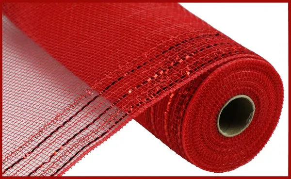 10.25 Inch By 10 Yard Red Tinsel And Foil Wide Border Mesh