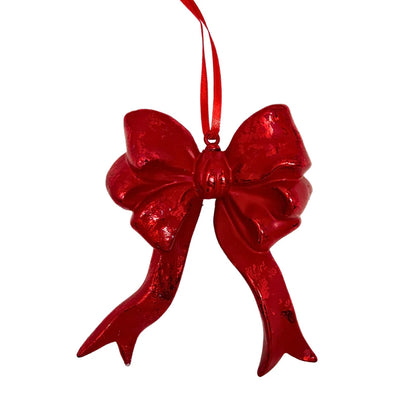 4.25 Red Plastic Hanging Bow Ornament